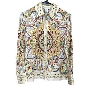 Rachel Zoe Multicolor Boho Pattern Button Down Shirt Women’s Size XS